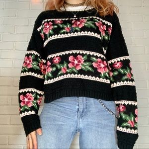 Vintage Roses Floral Sweater